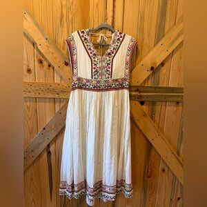 Sundance White Dress with Colorful Embroidery